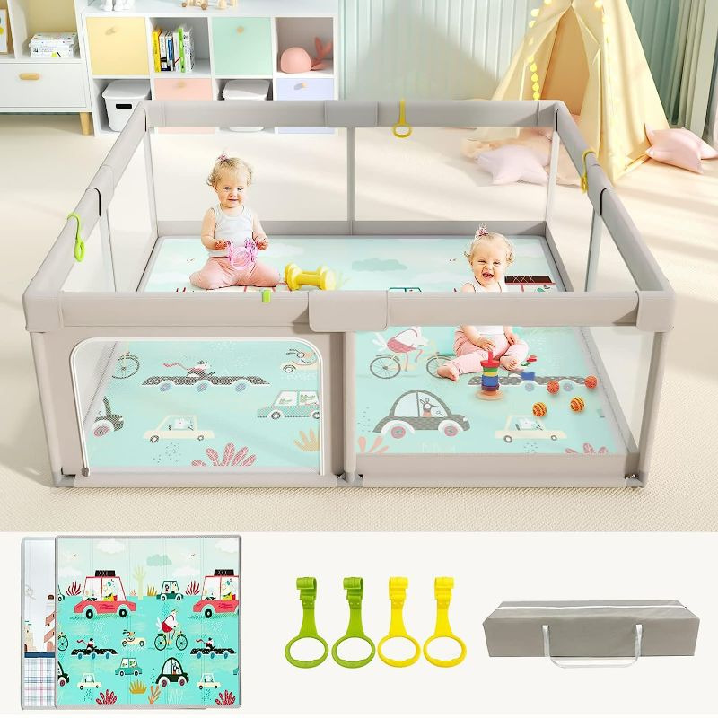 Photo 1 of BRAND NEW*UANLAUO Baby Playpen with Mat, 59x59inch Playpen for Babies and Toddlers, Extra Large Baby Playpen