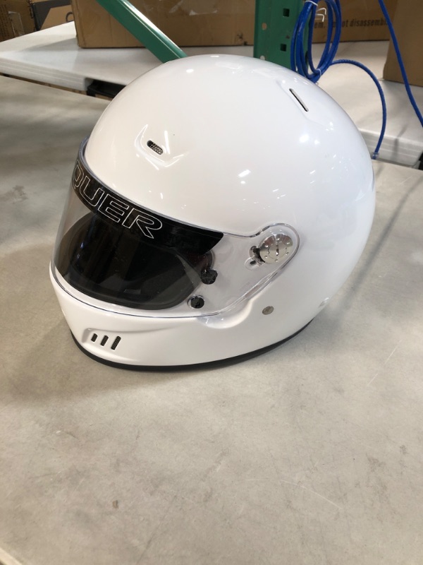 Photo 2 of Conquer Snell SA2020 Full Face Auto Racing Helmet Medium White