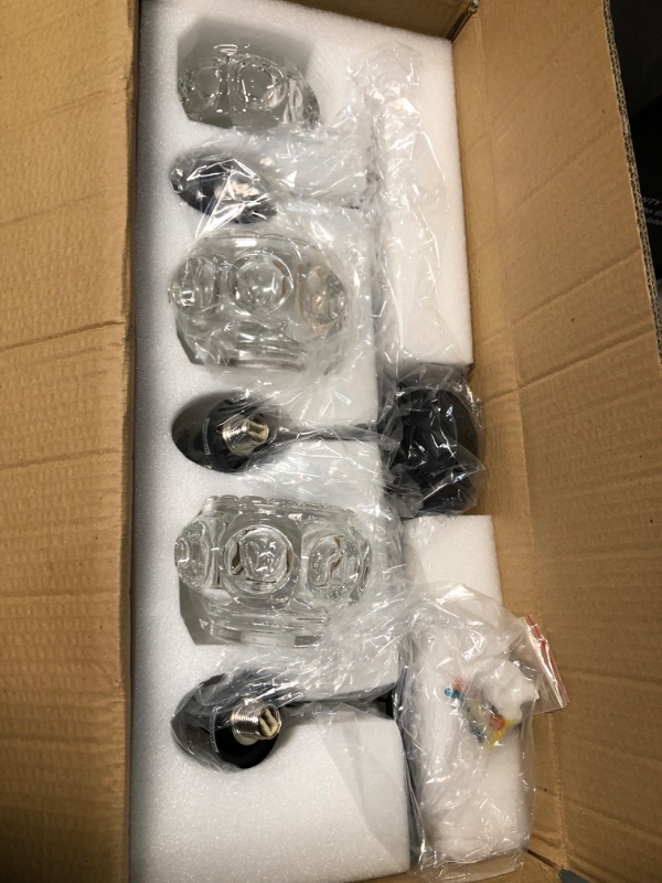 Photo 2 of *NEW* ZILANL Vintage Bathroom Vanity Light Fixture, 3 Lights Bathroom Lighting Painted Black Surface with Thick Crystal Glass Shade