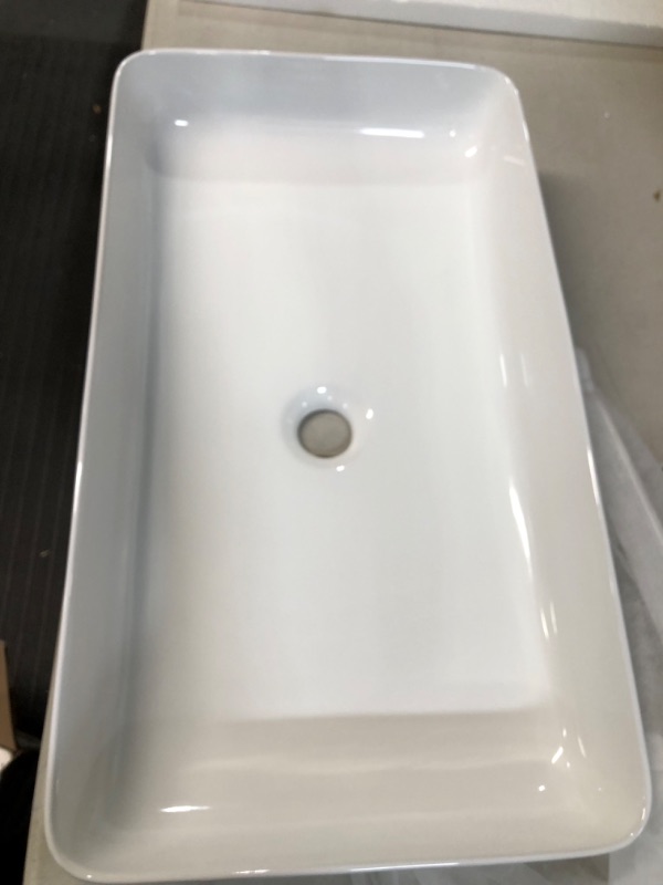 Photo 3 of *BRAND NEW* Vessel Sink Rectangle - Sarlai 24"x14" Modern Rectangular Above Counter White Porcelain Ceramic Bathroom Vessel Vanity Sink 