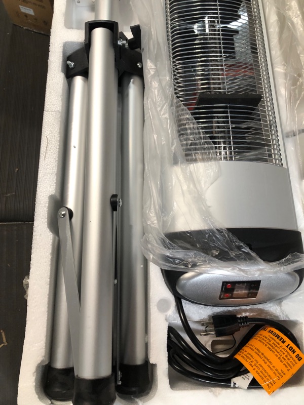 Photo 4 of *PARTS ONLY* Outdoor Patio Heater, Electric Heater with Remote Control, 3 Heating Modes & 24H Timer, 3S Fast Heating Stand Heater, Adjustable Tripod