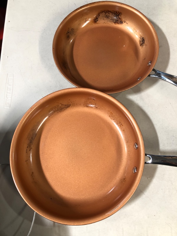 Photo 2 of (USED, minor damage) Gotham Steel  2 Pack Frying Pan Set Premium Copper Nonstick Frying Pans– 