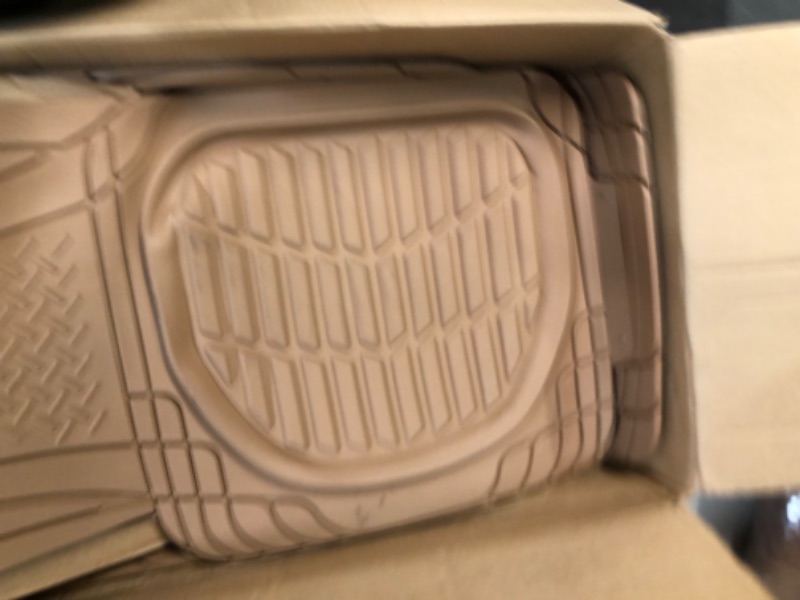 Photo 4 of Motor Trend FlexTough Deep Dish Contours Rubber Car Floor Mats with Trunk Mat Cargo Liner, Front & Rear Combo Set fits Most Car SUV Van Coupe Sedan, Heavy Duty All Weather Trim to Fit Beige