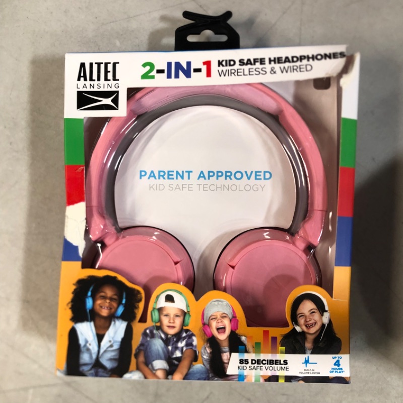 Photo 3 of Kid Safe 2-In-1 Bluetooth and Wired Headphones (MZX250) Pink