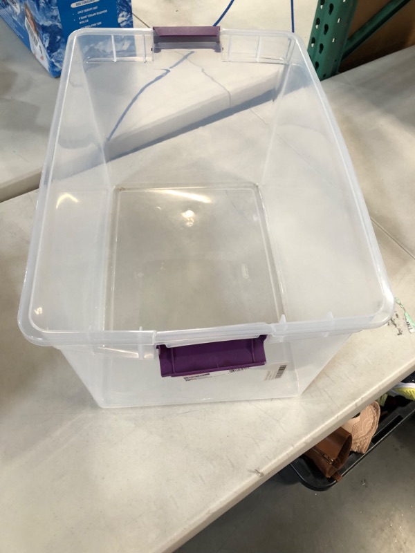 Photo 1 of *USED/SEE NOTES* Sterilite 66qt ClearView Latch Box Clear with Purple Latches