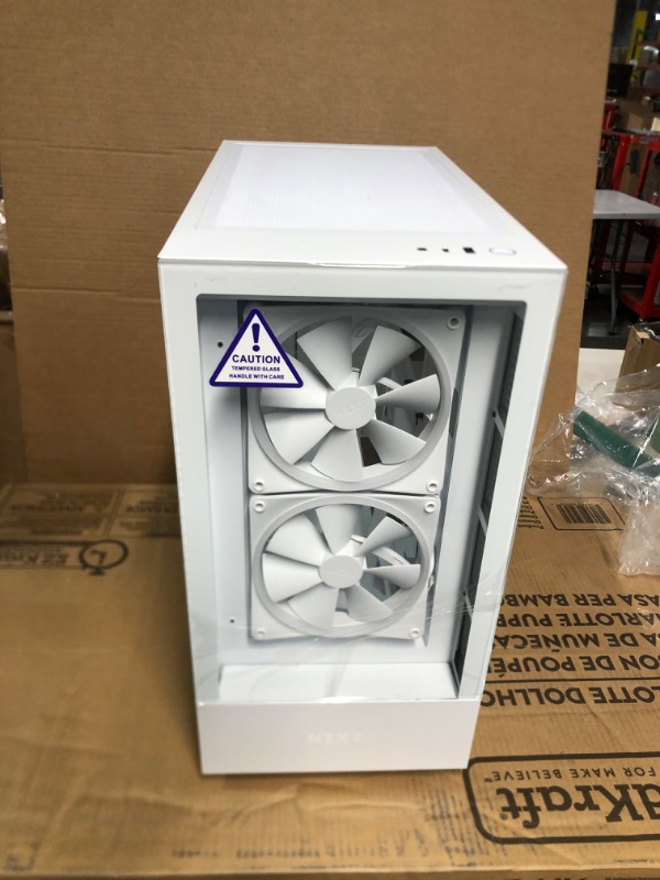 Photo 5 of NZXT H5 Elite Compact ATX Mid-Tower PC Gaming Case – Built-in RGB Lighting – Tempered Glass Front and Side Panels – Cable Management – 2 x 140mm RGB Fans Included – 280mm Radiator Support – White White H5 Elite i-Series Case