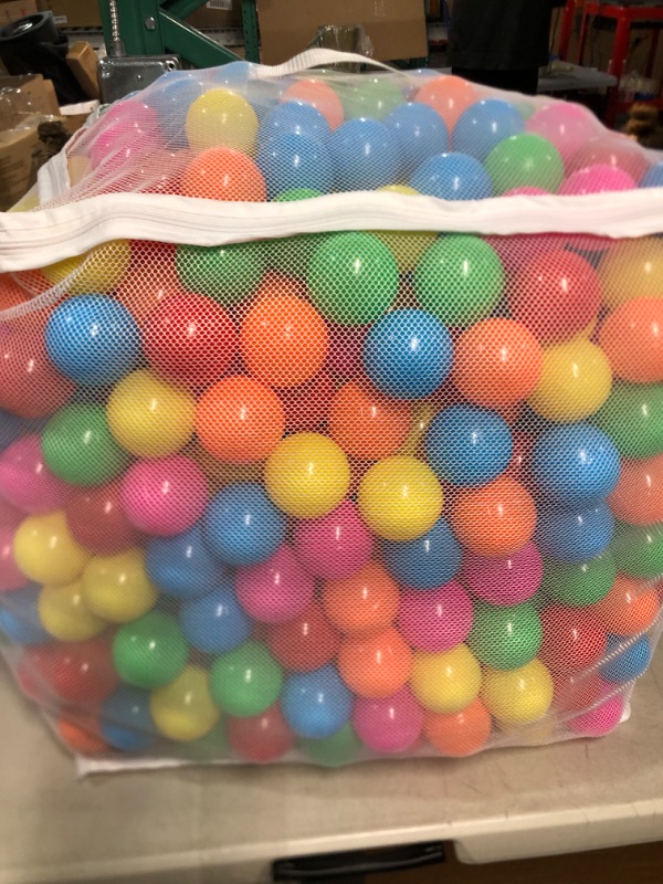 Photo 1 of Amazon Basics BPA Free Crush-Proof Plastic Ball Pit Balls with Storage Bag, Toddlers Kids 12+ Months, 6 Bright Colors - Pack of 1000 6 Bright Colors 1,000 Balls