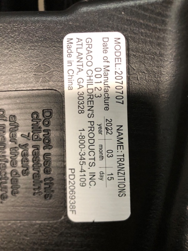 Photo 1 of Graco Tranzitions 3 in 1 Harness Booster Seat, Proof Tranzitions Black