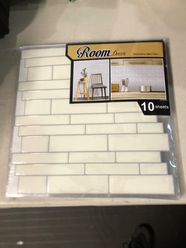 Photo 2 of LONGKING Peel and Stick Backsplash Tile Shelf-Adhesive Wall Stickers (10 Sheets) Off White Subway Tile with Grey Grout