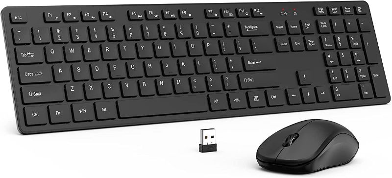 Photo 1 of Wireless Keyboard and Mouse, Keyboard and Mouse Wireless Quiet Full Size Ergonomic Keyboard Mouse Comb with Number Pad for Computer,Laptop, Desktop, PC by Deeliva (Black)