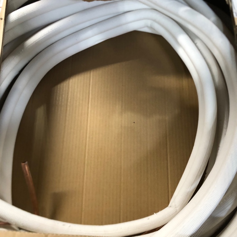 Photo 2 of 1/4" - 3/8" Insulated Copper Coil Line Set - Seamless Pipe Tube for HVAC, Refrigerant - 1/2" White Insulation EZ Twin Set - 25' Long 25' x 1/4"-3/8" White