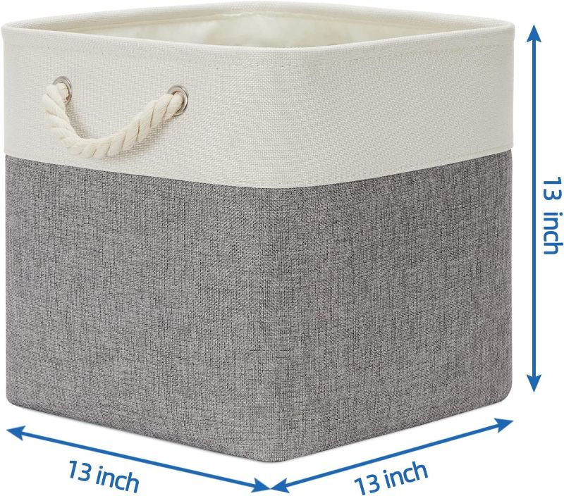 Photo 1 of  Fabric Baskets 13 Inch Cube Storage Baskets with Rope Handle 3 PK