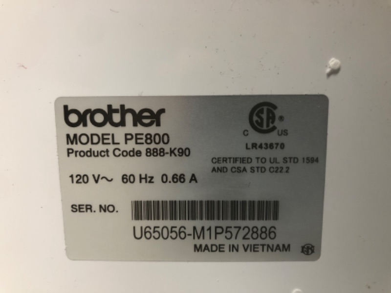 Photo 1 of *used* Brother PE800 Embroidery Machine, 138 Built-in Designs, 5" x 7" Hoop Area, Large 3.2" LCD Touchscreen, USB Port, 11 Font Styles