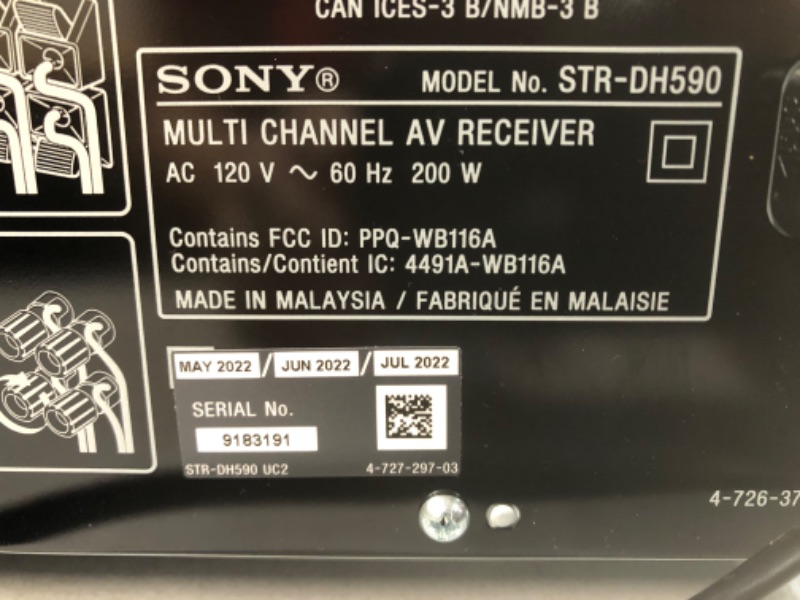 Photo 7 of Sony STRDH590 5.2 Channel Surround Sound Home Theater Receiver: 4K HDR AV Receiver with Bluetooth