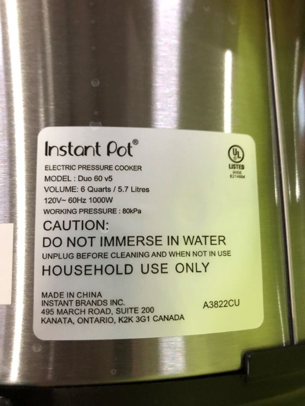 Photo 4 of **USED** Instant Pot Duo 7-in-1 Electric Pressure Cooker, Slow Cooker, Rice Cooker, Steamer, Sauté, 6QT Duo Pressure Cooker