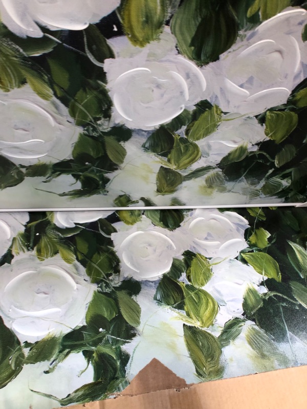 Photo 3 of 47 x 24 Extra Large Floral Greenery Framed Wall Canvas White/Green - Opalhouse 2 pack