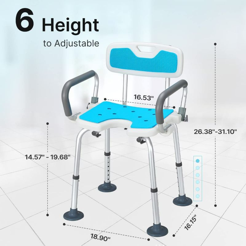 Photo 1 of Shower Chair with Arms Heavy Duty Bath Chair with Back