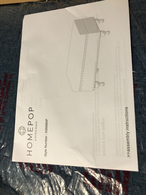 Photo 1 of **NEW** Homepop Home Decor Upholstered Storage Bench with Nailhead Trim (Dark Blue) 19.5"D x 35.5"W x 16.75"H