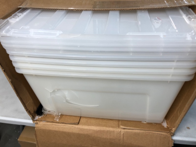 Photo 10 of ***PARTS ONLY/DAMAGED**** IRIS USA 72 Qt. Plastic Storage Bin with Durable Lid and Secure Latching Buckles 4 Pack