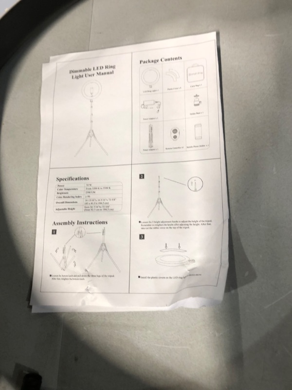 Photo 3 of PARTS ONLY/ SEE NOTES*****
Ring Light Kit:18"/48cm Outer 55W 5500K Dimmable LED Light, Black