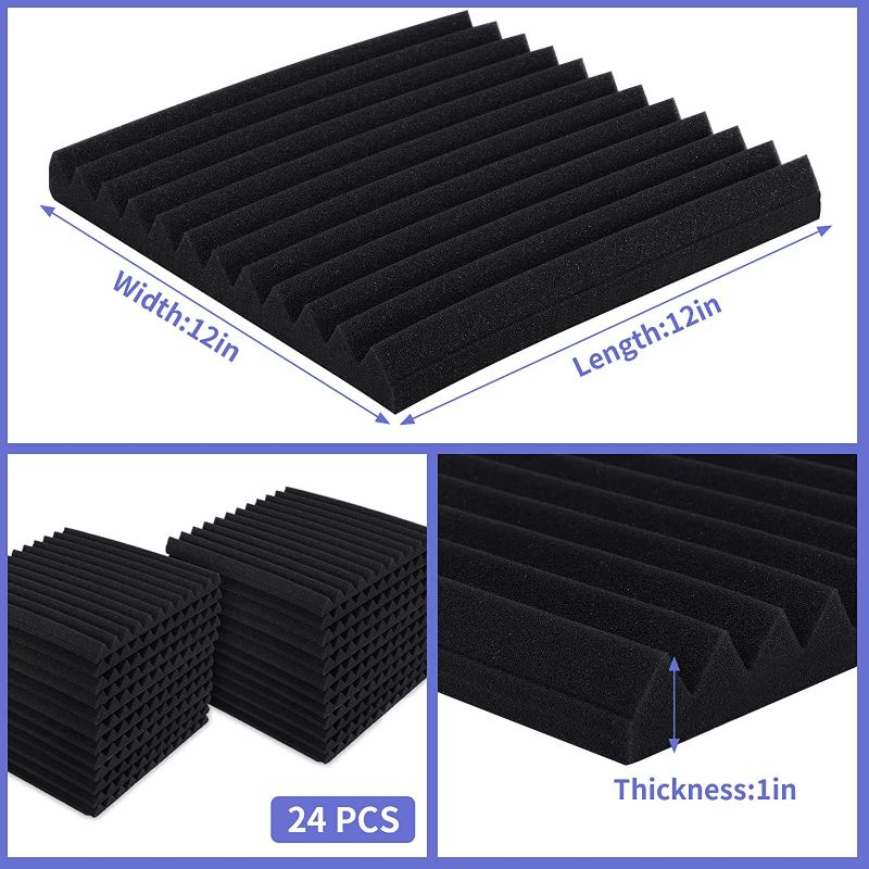 Photo 1 of 24 Pack Acoustic Panel Polyurethane Foam Sound Proof Kit, 1" X 12" X 12" 