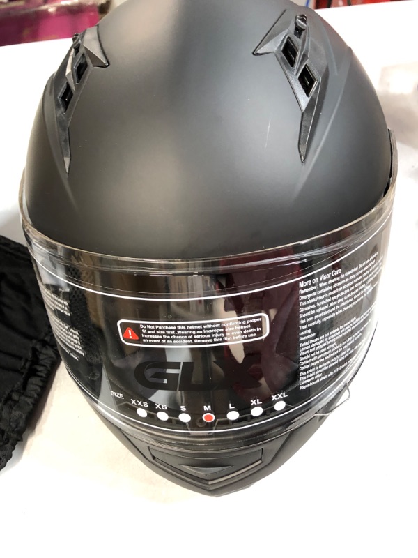 Photo 3 of GLX GX11 Compact Lightweight Full Face Motorcycle Helmet with Extra Tinted Visor DOT Approved (Matte Black, Medium)