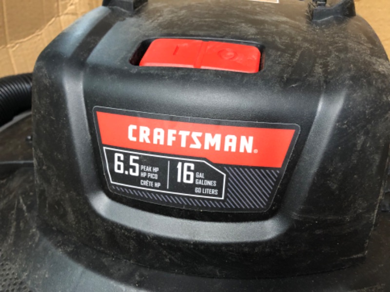 Photo 3 of ****PARTS ONLY*** CRAFTSMAN CMXEVBE18595 16 Gallon 6.5 Peak HP Wet/Dry Vac, Heavy-Duty w/Dust Bags