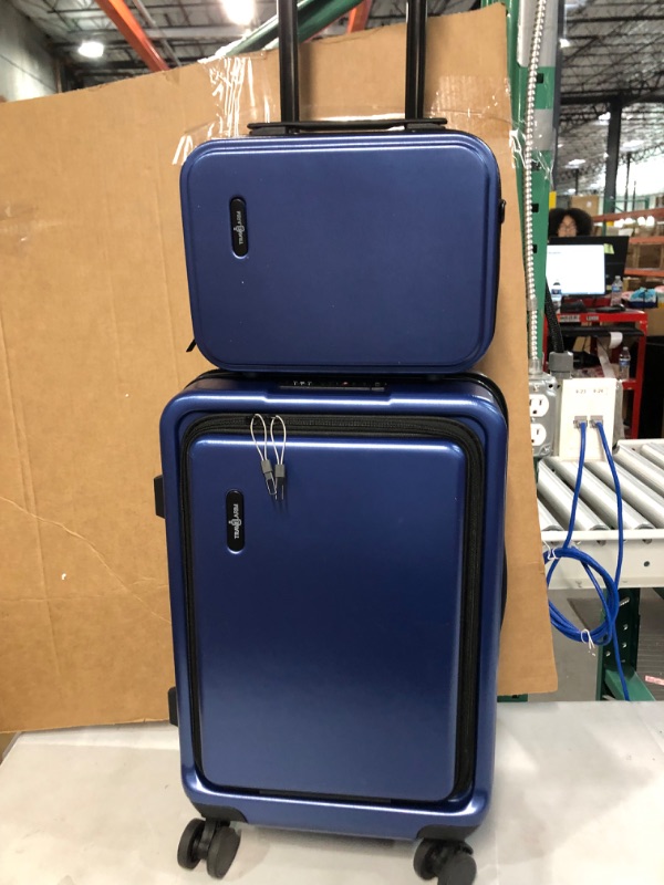 Photo 2 of **TRAVELARIM Carry On Luggage 22x14x9 Airline Approved, Durable Hard Shell Carry-on 22 Inch Navy