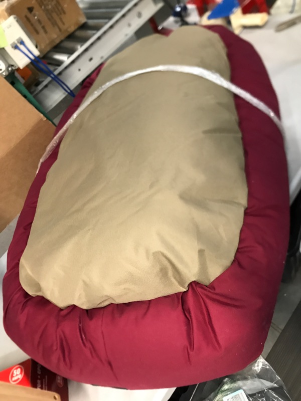 Photo 3 of 40 inch Burgundy & Sherpa Bagel Dog Bed