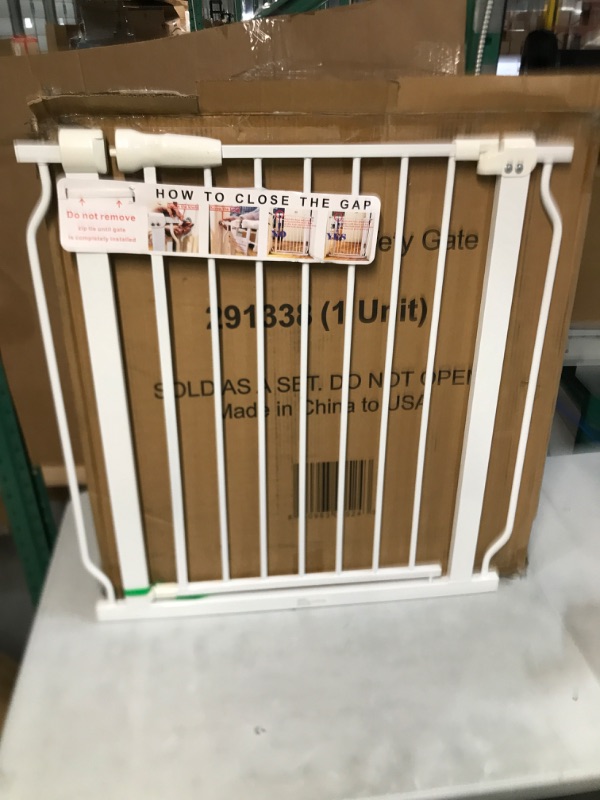 Photo 2 of BalanceFrom Easy Walk-Thru Safety Gate for Doorways and Stairways with Auto-Close/Hold-Open Features, Multiple Sizes, White 30-inch Tall, No Caps Fits 29.1 - 33.8" Wide