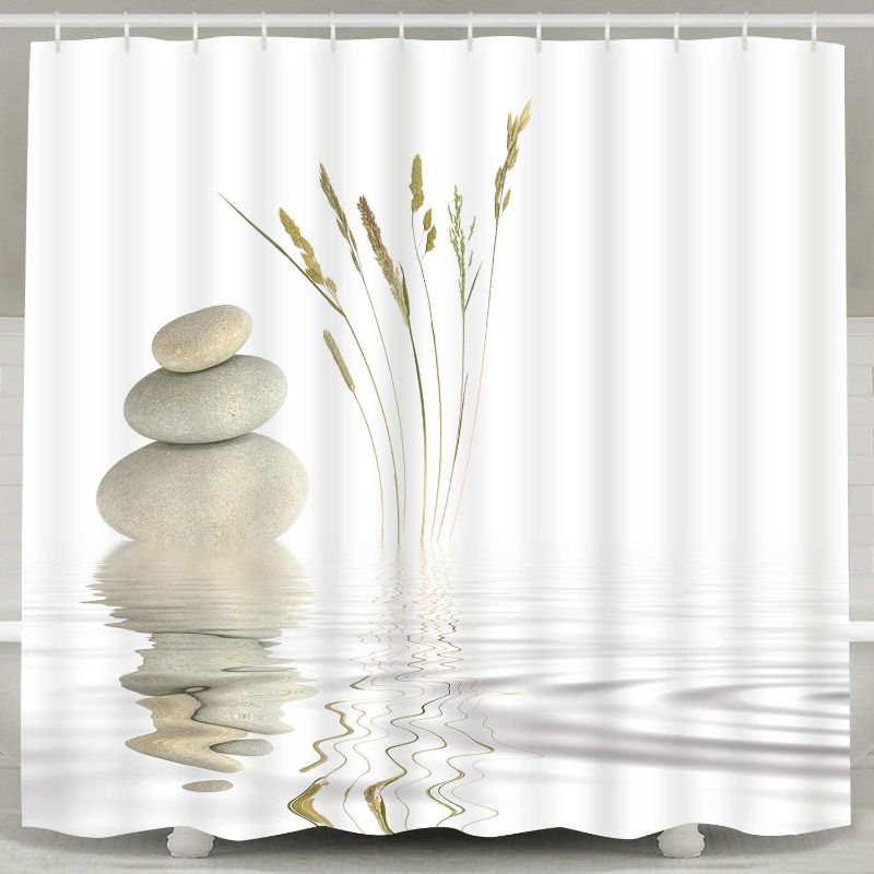 Photo 1 of  Shower Curtain Polyester Fabric Bathroom Curtain Set with Hooks 180x180cm 