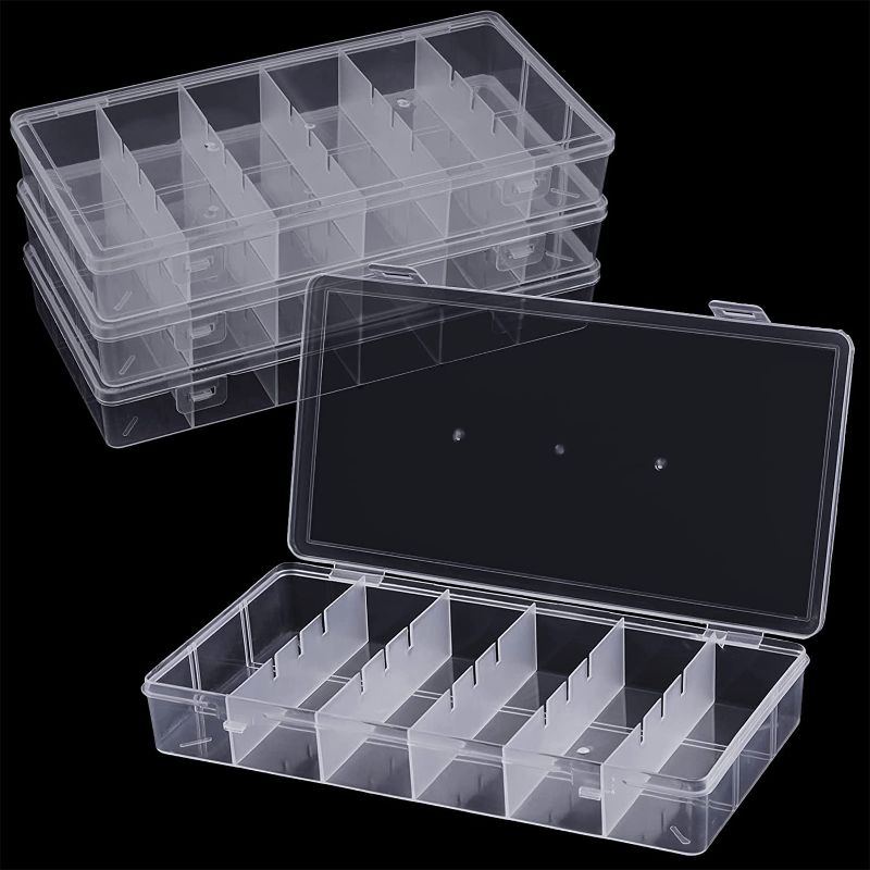 Photo 1 of 4 Pack Clear 6-Grid Plastic Storage Boxes