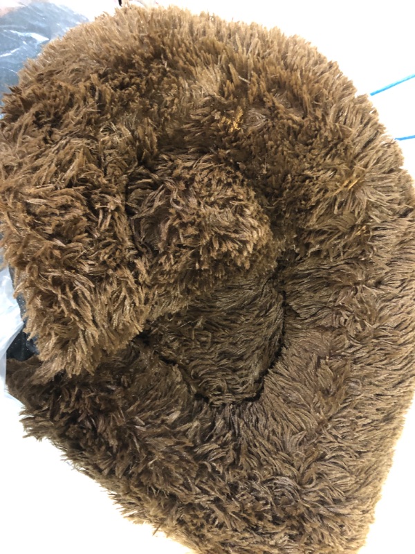 Photo 2 of *USED BUT LIKE NEW* Gavenia Donut Dog Cat Bed, Soft Plush Pet Cushion,Long Plush S(20''D×8''H) Coffee