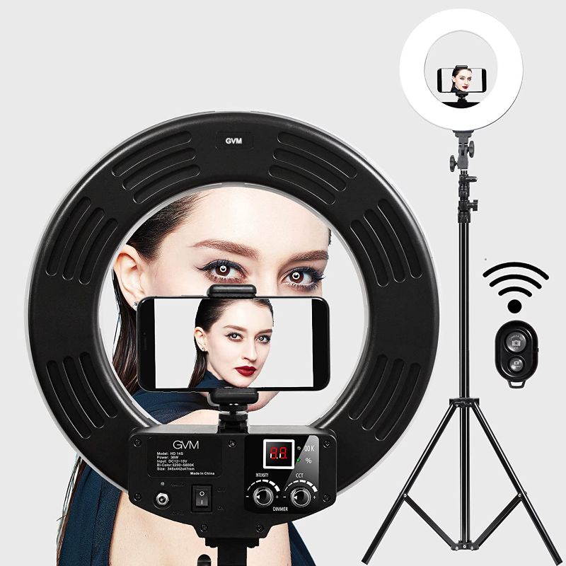 Photo 2 of *NEW* GVM LED Ring Light Kit, 14 inch Bi-Color Ring Light with Tripod and Bluetooth, 