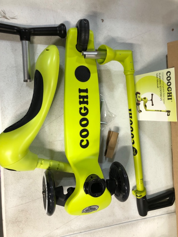 Photo 2 of *NEW* COOGHI Toddler Scooter, 3-in-1 Kids Scooter with Flashing Wheels3 Wheel Scooter for Kids Ages 1-5, Lemon Yellow