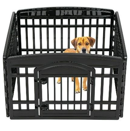 Photo 1 of *USED* IRIS USA Dog Playpen - Pet Exercise Pen with Door - 4 to 8 Panel Sizes Black 8 Panel - 34"H