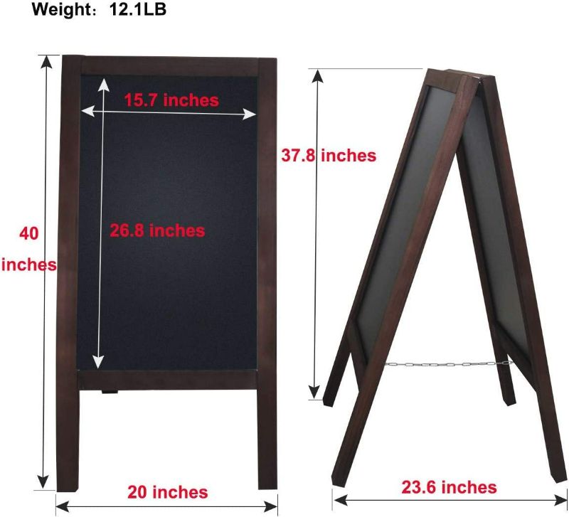 Photo 1 of Chalkboard Signs 40x20'' Sandwich Board Sign Outdoor Chalk Board Wooden Frame