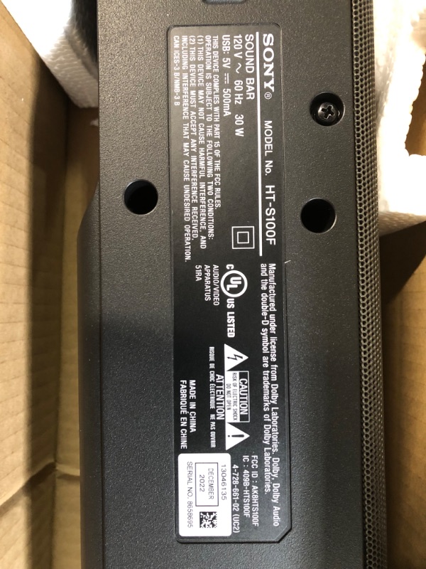 Photo 1 of Sony S100F 2.0ch Soundbar with Bass Reflex Speaker