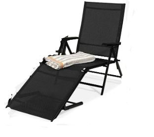 Photo 2 of  Outdoor Patio Chaise Lounge Chair Adjustable Reclining Folding Lounger- black ( set of 1 )