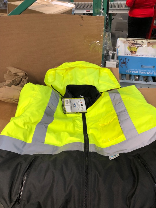 Photo 2 of *NEW* PYRAMEXJackets Hi-Vis Lime Bomber Jacket with Quilted Lining- Size 4X Large 