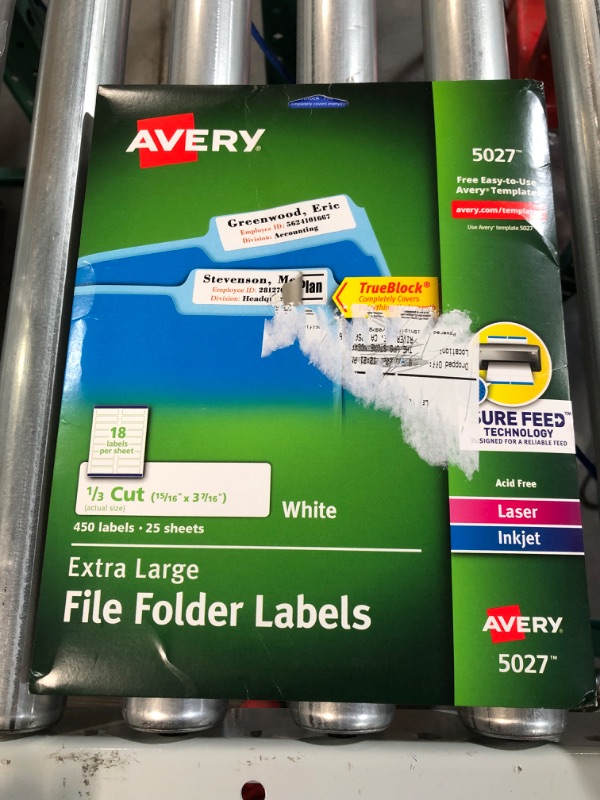 Photo 2 of *NEW*  Extra-Large File Folder Labels for Laser and Inkjet Printers  15/16 inches x 3-7/16 inches