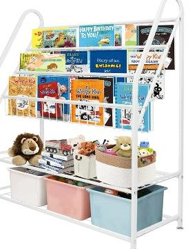 Photo 1 of  Kids Bookcases, Metal Bookshelves, 2 tier white