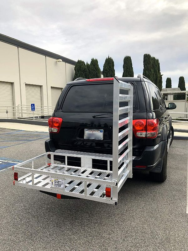 Photo 5 of (READ NOTES) MaxxHaul 80779 50” x 29.5” Trailer Hitch Mount Aluminum Cargo Carrier with High Side Rails with 47” 500 lb. Capacity & 70050 Trailer Hitch Lock - Heavy Duty 5/8” Cargo Carrier + Lock