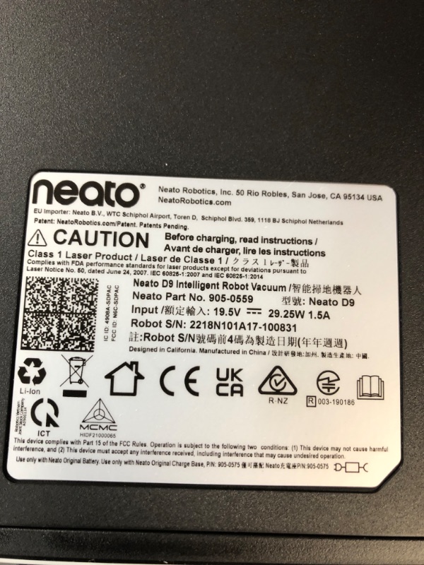 Photo 4 of **SEE NOTES**
Neato D9 Intelligent Robot Vacuum Cleaner–LaserSmart Nav 945-0445