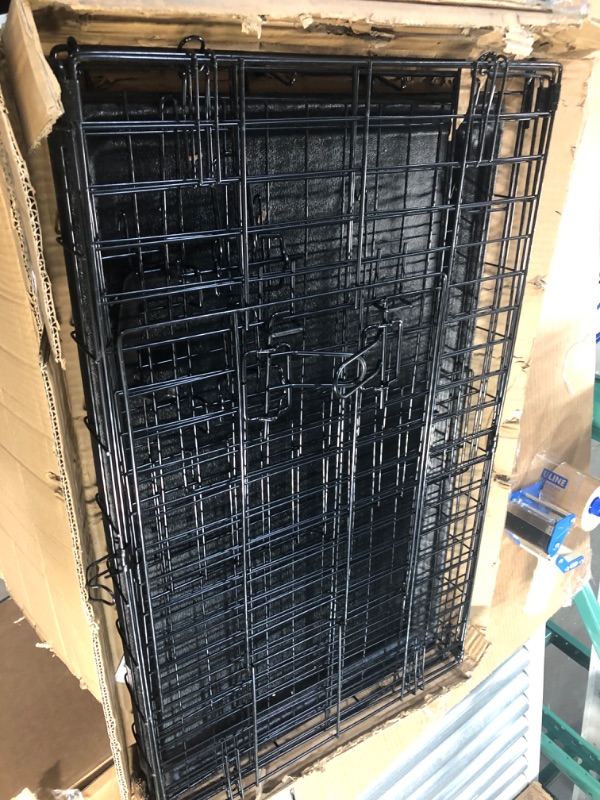 Photo 2 of 30 Inch Dog Crate - Folding Metal Dog Cage with 2 Doors (Front & Side), - Black Medium