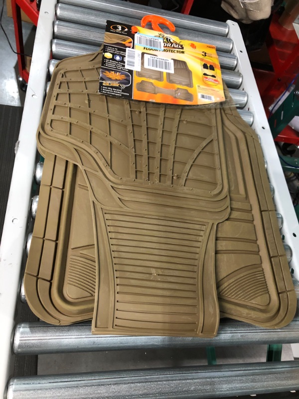Photo 1 of Armor All 78845 3-Piece Tan Rubber Full Coverage Trim-to-Fit Floor Mats for Cars, Trucks and SUVs Tan 3-Piece