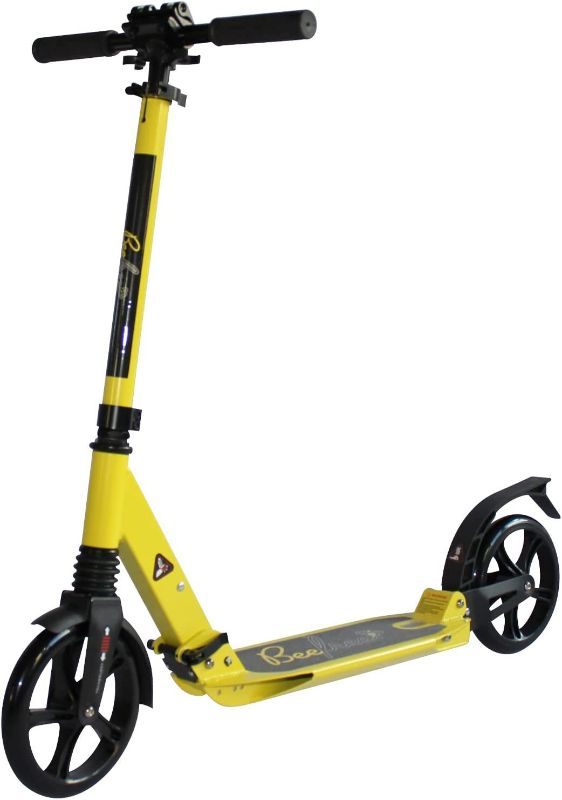 Photo 1 of Bee Free Kick Scooter for Children, Teens and Adults, Adjustable Handlebars, Foldable Construction, Rear Foot Brake, Anti-Shock Suspension
