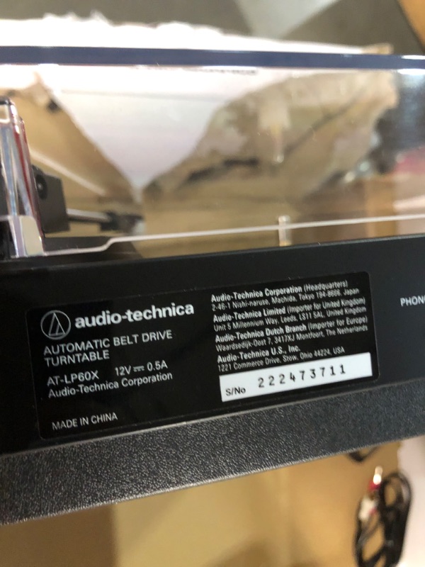 Photo 2 of Audio-Technica AT-LP60X-BK Fully Automatic Belt-Drive Stereo Turntable, Black, Hi-Fi, 2 Speed, Dust Cover, Anti-Resonance, Die-Cast Aluminum Platter