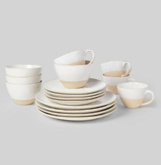 Photo 1 of 16pc Stoneware Wethersfield Dinnerware Set White - Threshold