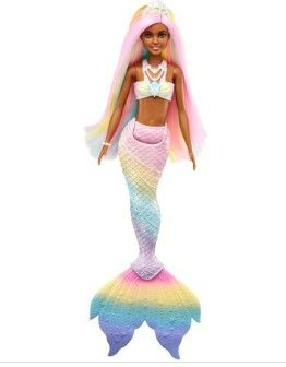 Photo 1 of Barbie Dreamtopia Rainbow Magic Mermaid Doll with Rainbow Hair and Water-Activated Color Change Feature **NEW**